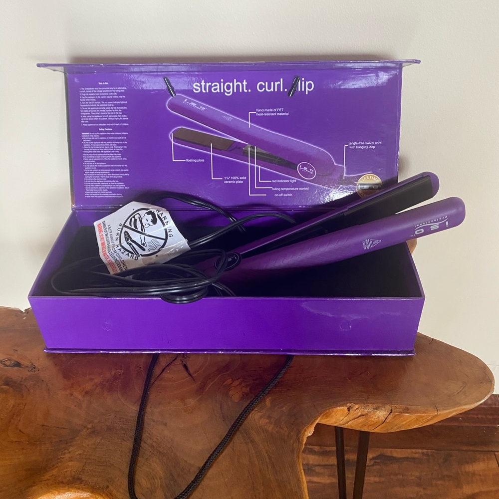 ISO Professional Beauty Purple Hair Straightener with Ionic Ceramic Plates